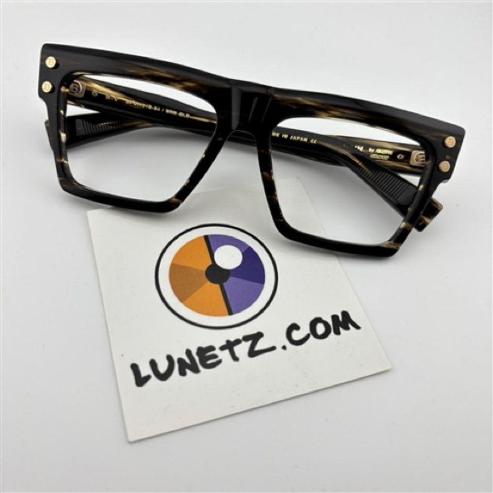 Balmain B V Black and Brown Tortoiseshell Glasses